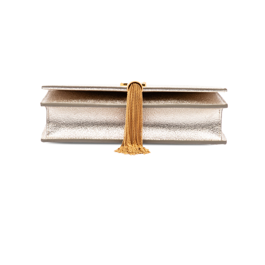 Saint Laurent Métallisé Kate Pompon Wallet on Chain Cuir de veau