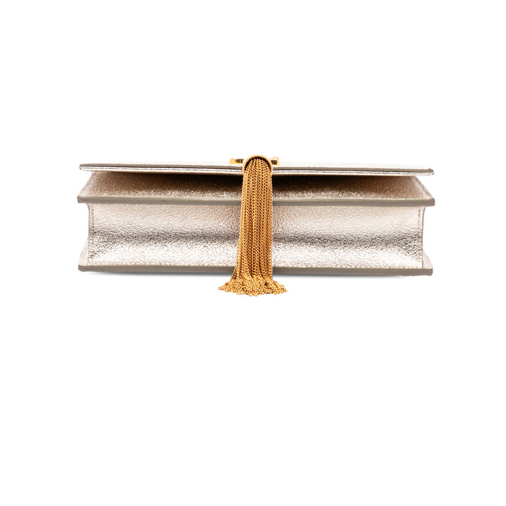 Saint Laurent Métallisé Kate Pompon Wallet on Chain Cuir de veau
