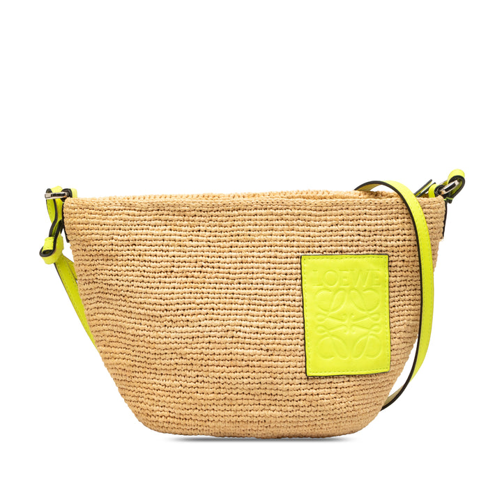 LOEWE Raffia et Cuir de veau Slit Pochette Sac porté croisé