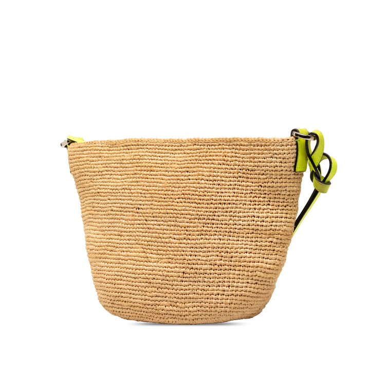 LOEWE Raffia et Cuir de veau Slit Pochette Sac porté croisé