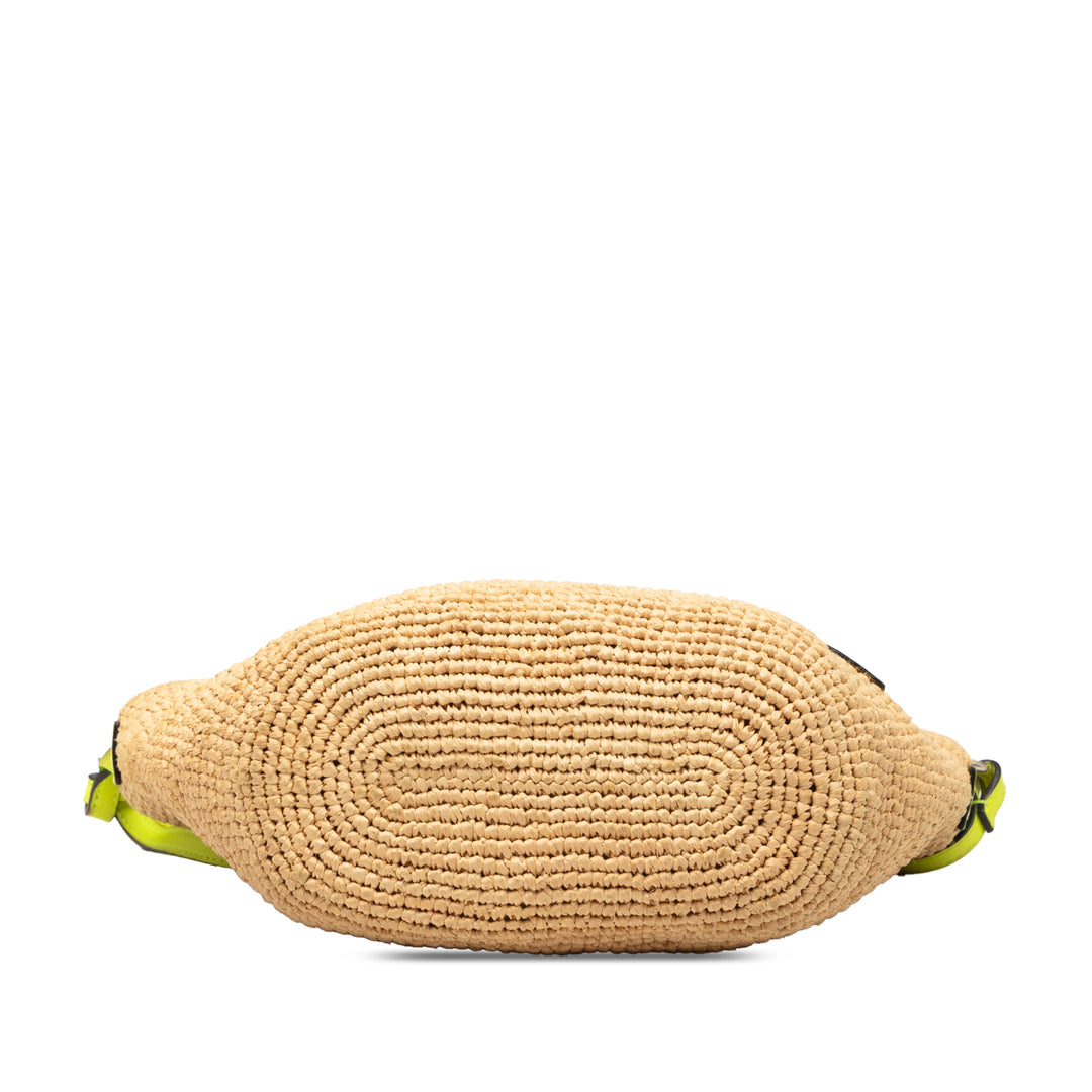 LOEWE Raffia et Cuir de veau Slit Pochette Sac porté croisé