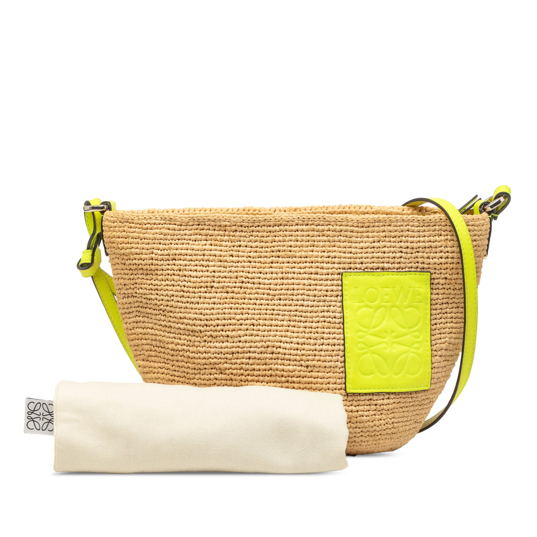 LOEWE Raffia et Cuir de veau Slit Pochette Sac porté croisé