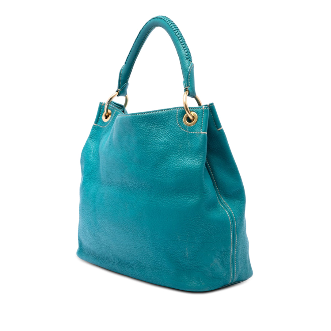 Prada Sac porté épaule Vitello Daino Hobo Bleu – vue 2 – GABY PARIS