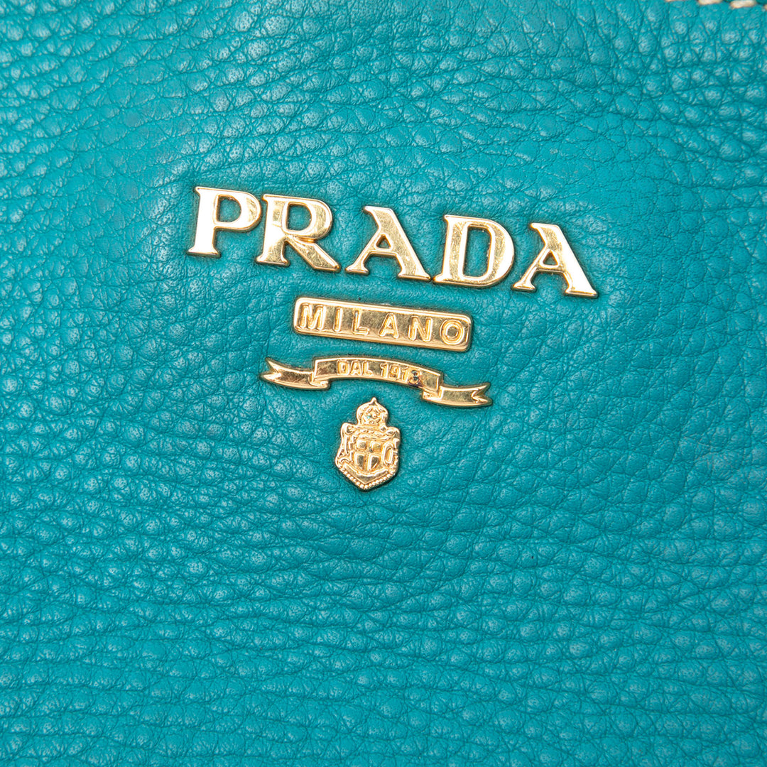 Prada Sac porté épaule Vitello Daino Hobo Bleu – vue 5 – GABY PARIS