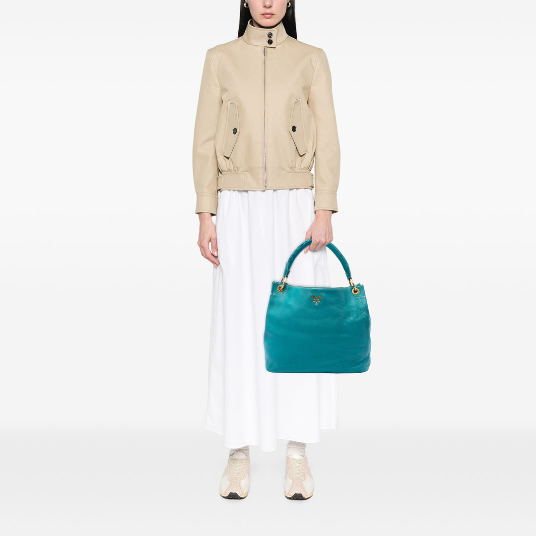 Prada Sac porté épaule Vitello Daino Hobo Bleu – vue 6 – GABY PARIS