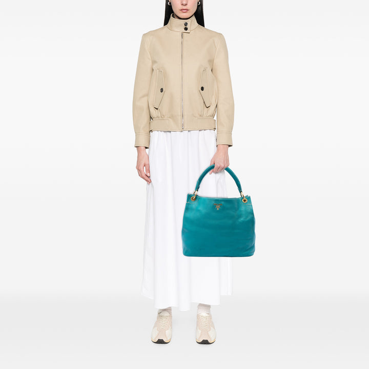 Prada Sac porté épaule Vitello Daino Hobo Bleu – vue 6 – GABY PARIS