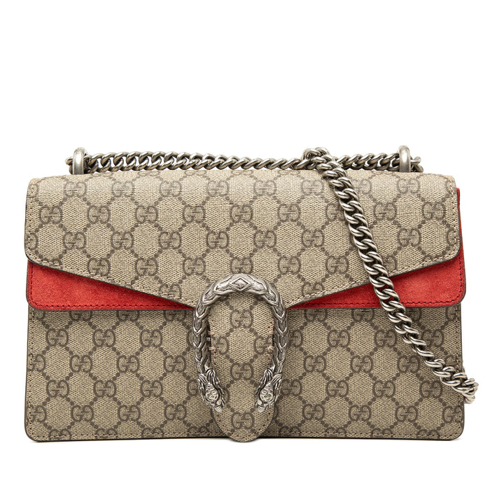 Gucci Sac porté épaule Dionysus GG Supreme Moyen Rouge – vue principale – GABY PARIS