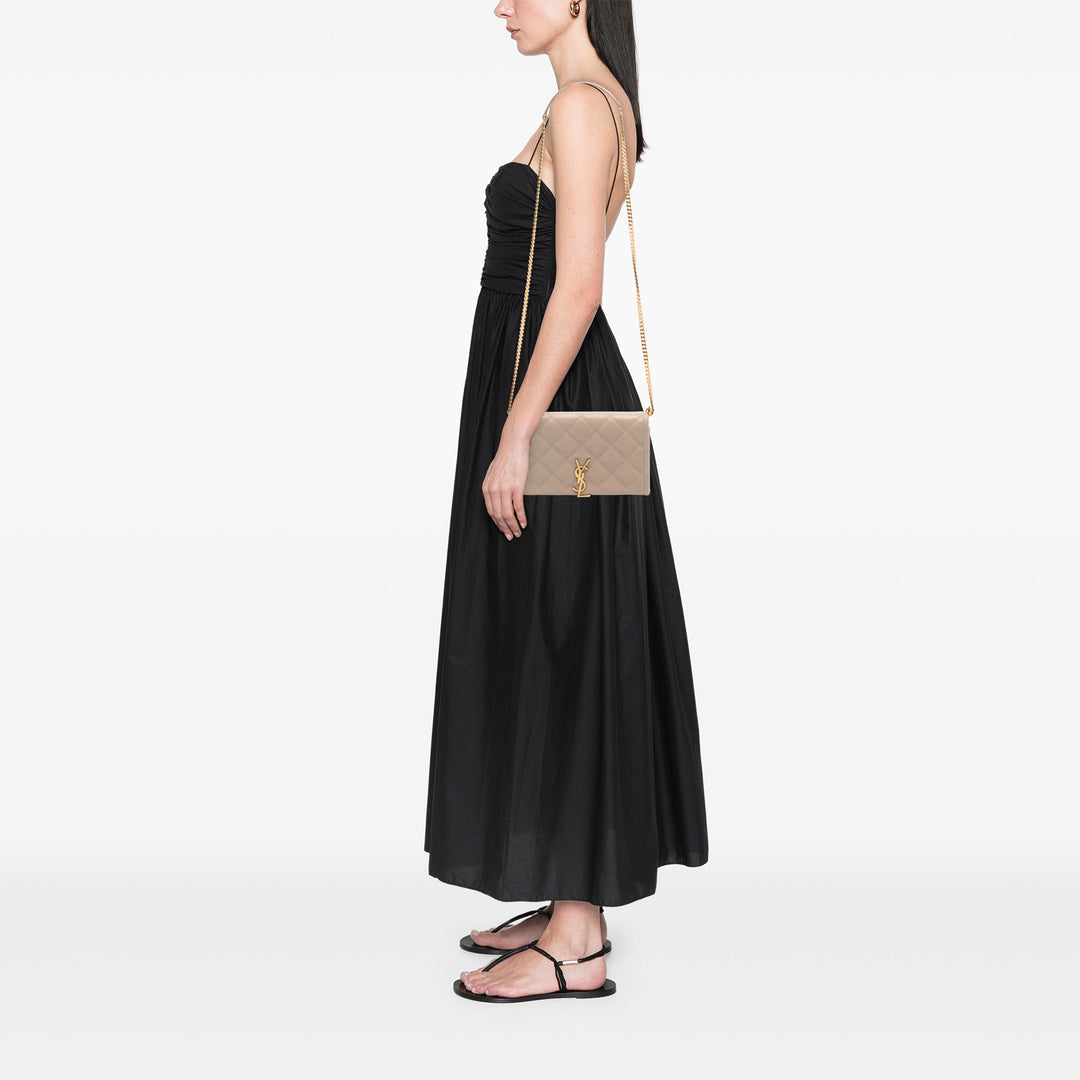 Saint Laurent Matelassé Diamond Cuir d’agneau Becky Wallet on Chain