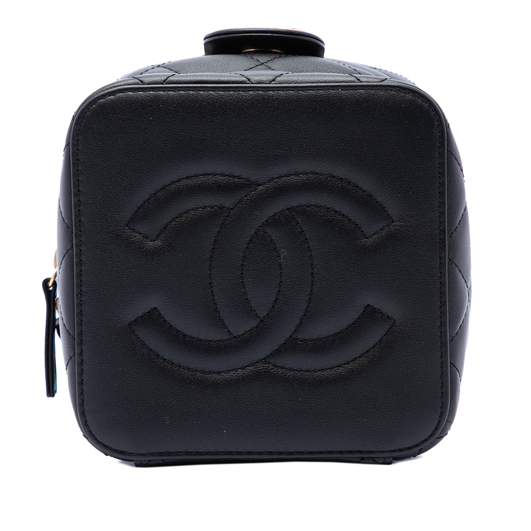 Chanel Vanity CC Matelassé avec chaîne Cuir de veau Noir – vue 3 – GABY PARIS
