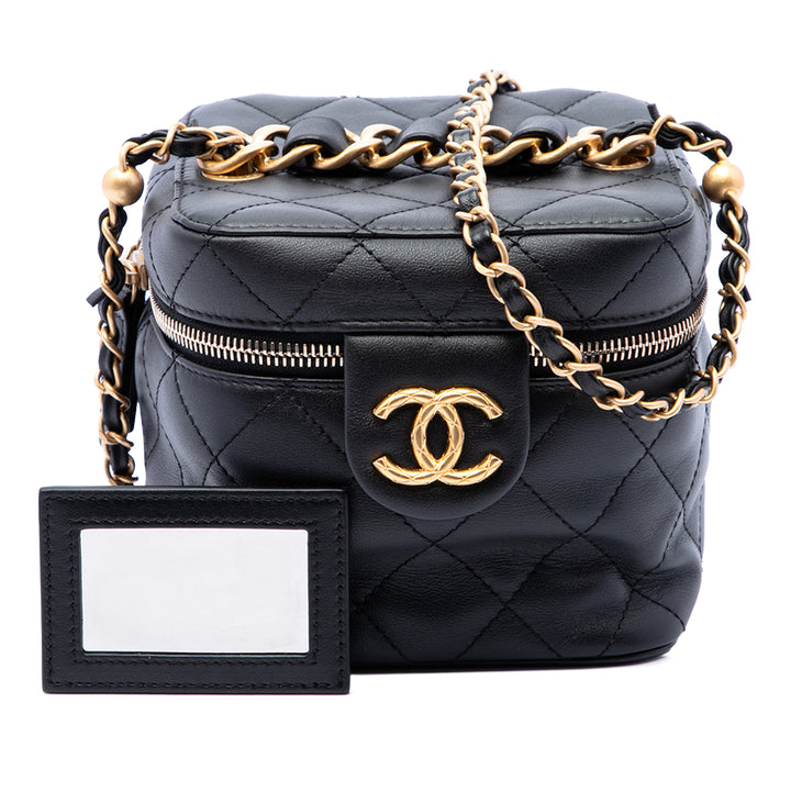 Chanel Vanity CC Matelassé avec chaîne Cuir de veau Noir – vue 7 – GABY PARIS