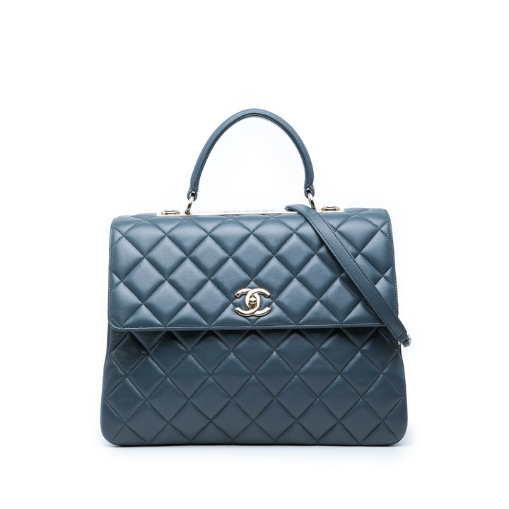 Trendy CC à rabat Grand Cuir d'agneau Bleu