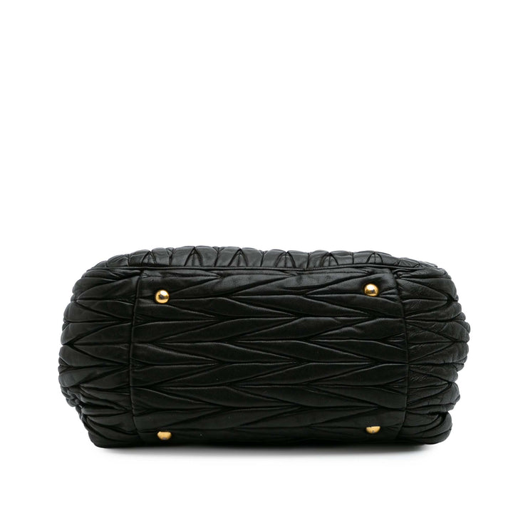 Matelasse Lambskin Satchel Black - Gaby Paris