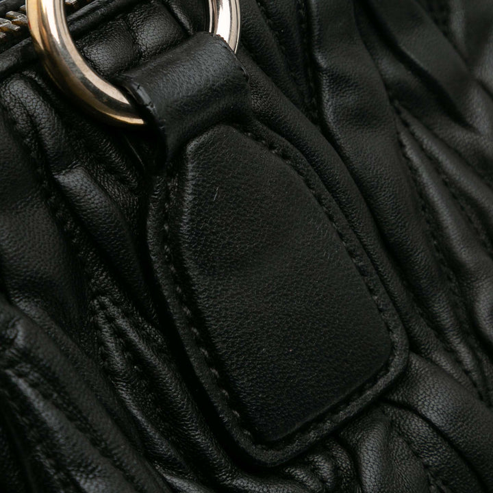 Matelasse Lambskin Satchel Black - Gaby Paris