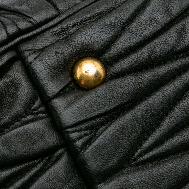 Matelasse Lambskin Satchel Black - Gaby Paris
