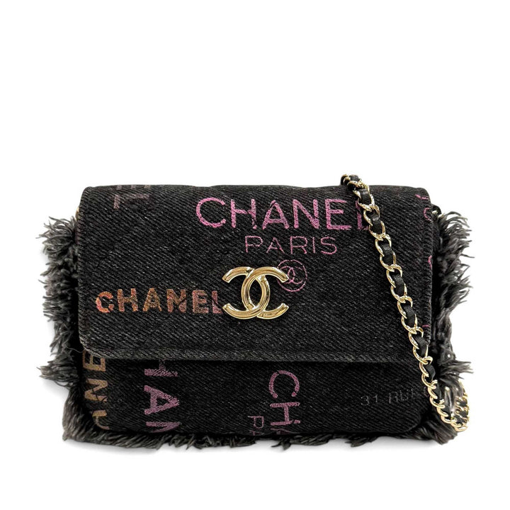Fringe Mood Pochette avec chaîne Jean Noir