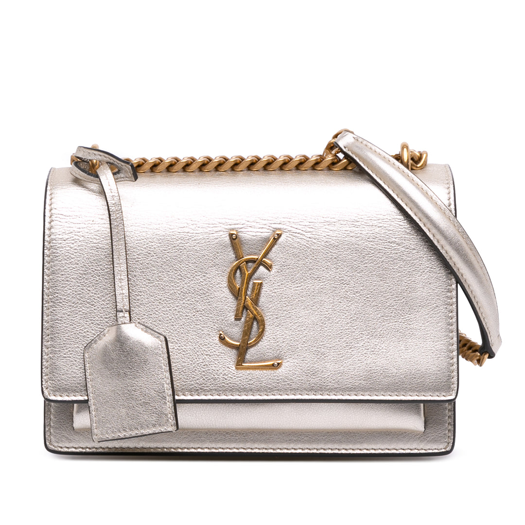 Small Metallic Calfskin Monogram Sunset Crossbody Gold - Gaby Paris