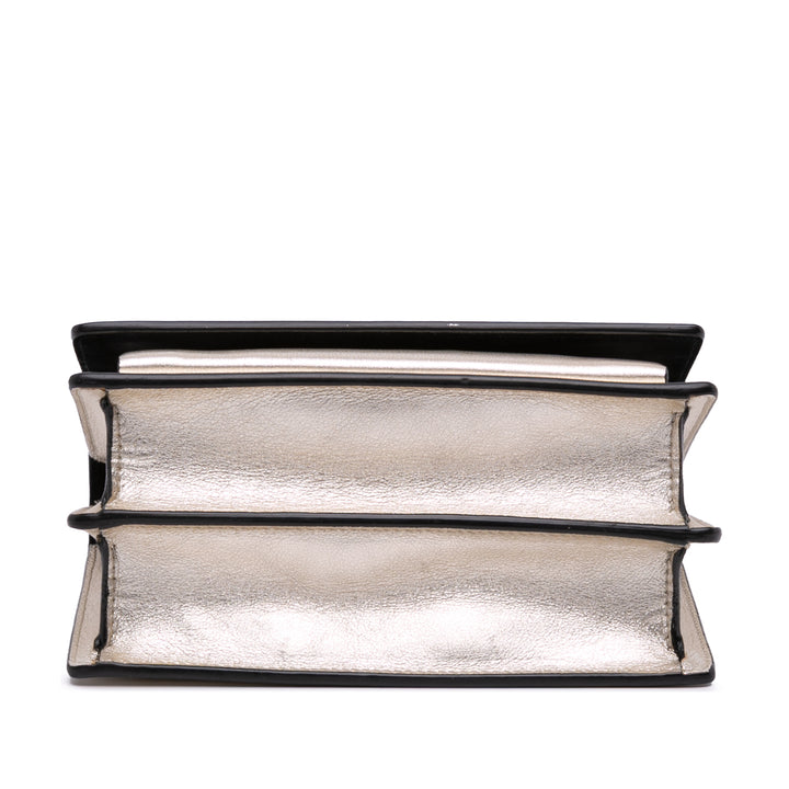 Small Metallic Calfskin Monogram Sunset Crossbody Gold - Gaby Paris