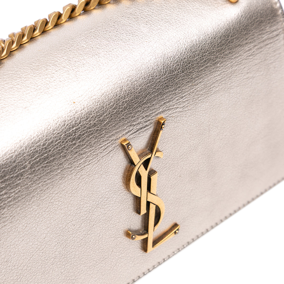 Small Metallic Calfskin Monogram Sunset Crossbody Gold - Gaby Paris