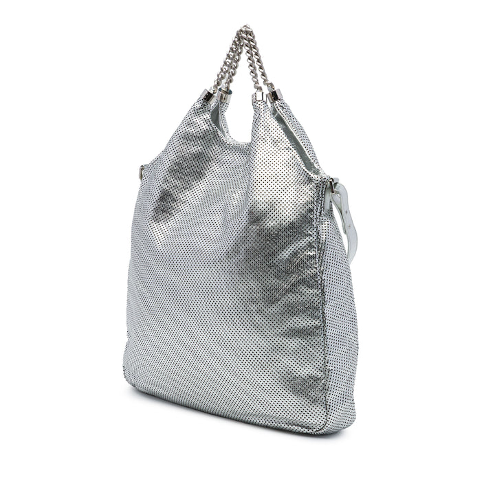 Métallisé Glacé perforé Rodeo Drive Sac Grand Cuir de veau Argenté