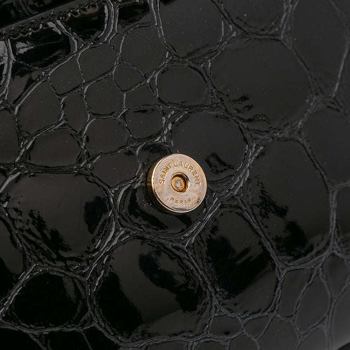 Medium Turtle Embossed Patent Monogram Sunset Bag Black - Gaby Paris