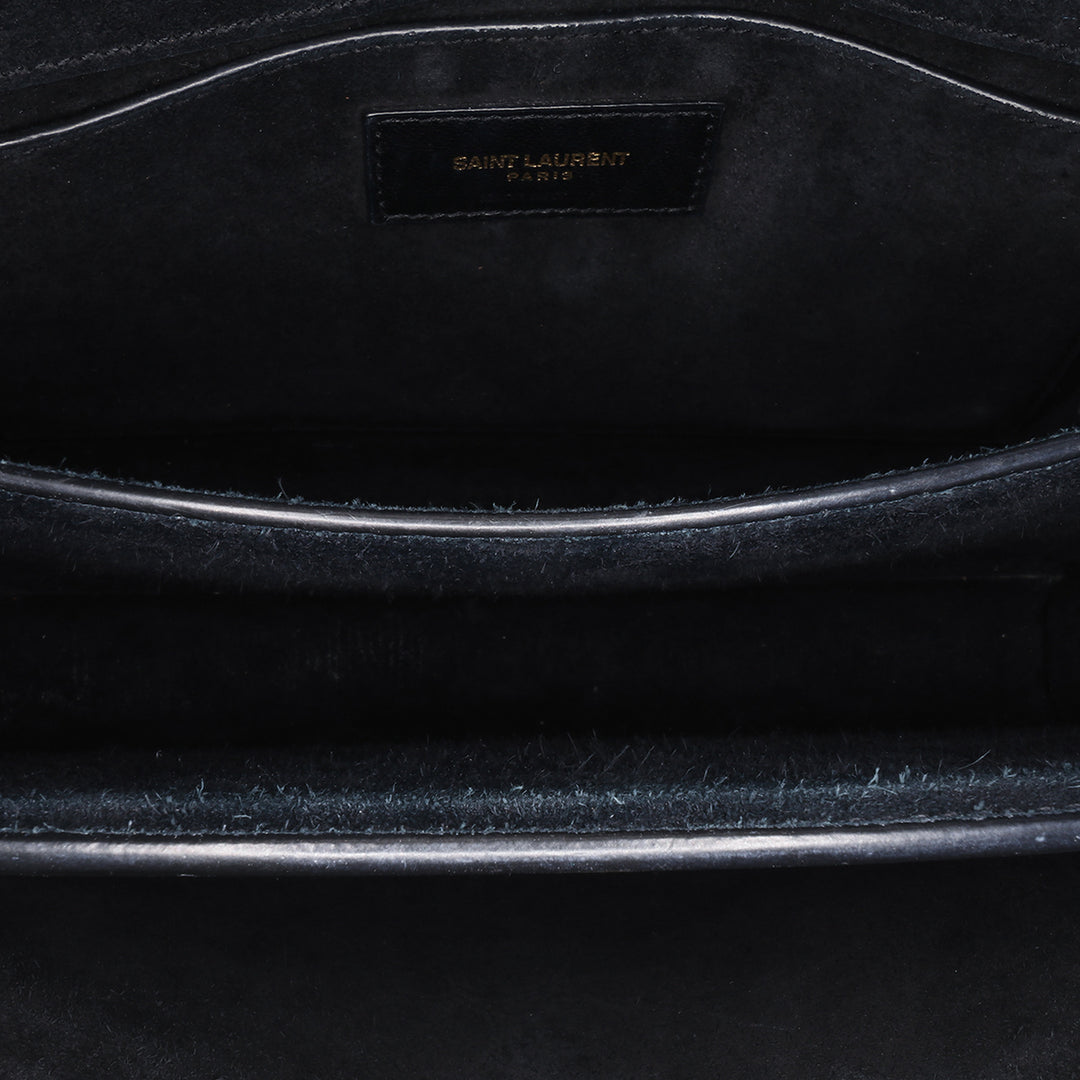 Medium Turtle Embossed Patent Monogram Sunset Bag Black - Gaby Paris