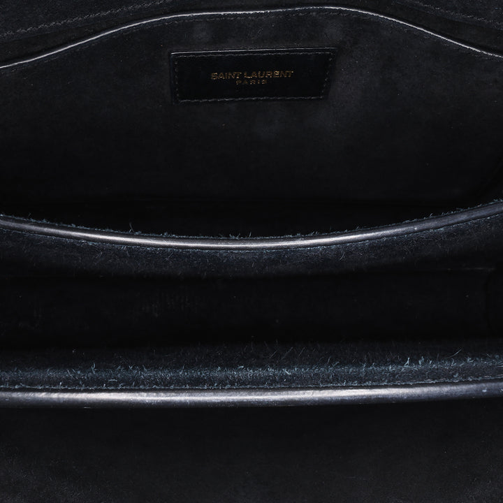 Medium Turtle Embossed Patent Monogram Sunset Bag Black - Gaby Paris