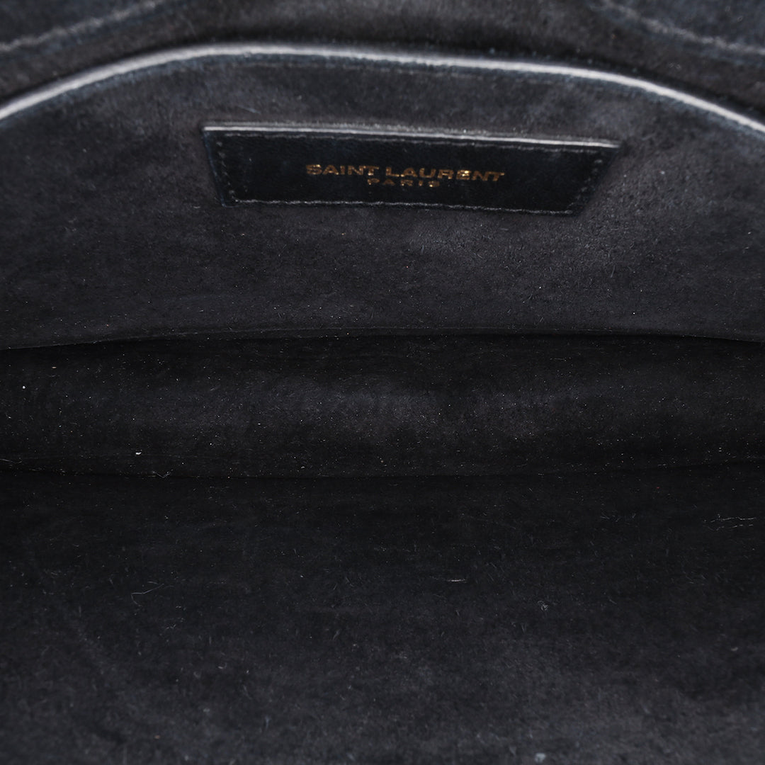 Medium Turtle Embossed Patent Monogram Sunset Bag Black - Gaby Paris