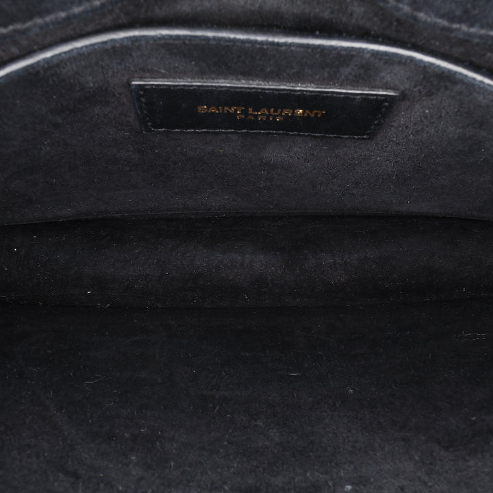 Medium Turtle Embossed Patent Monogram Sunset Bag Black - Gaby Paris