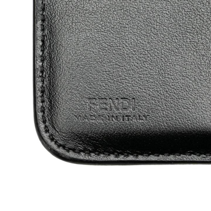 F Is Fendi Leather Zip Around Bifold Compact Wallet Black - Gaby Paris