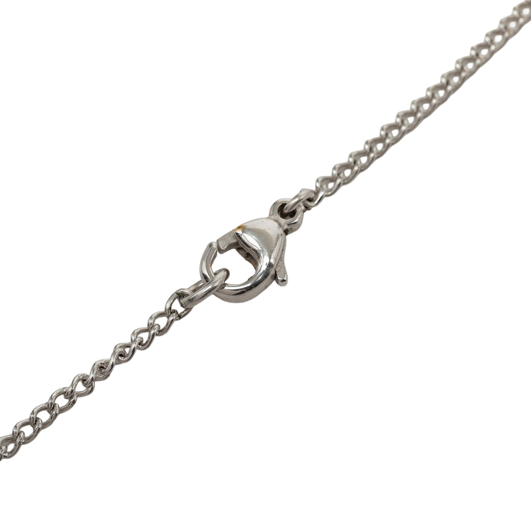 CC Brass et Strass Heart Pendant Collier Mini Argenté