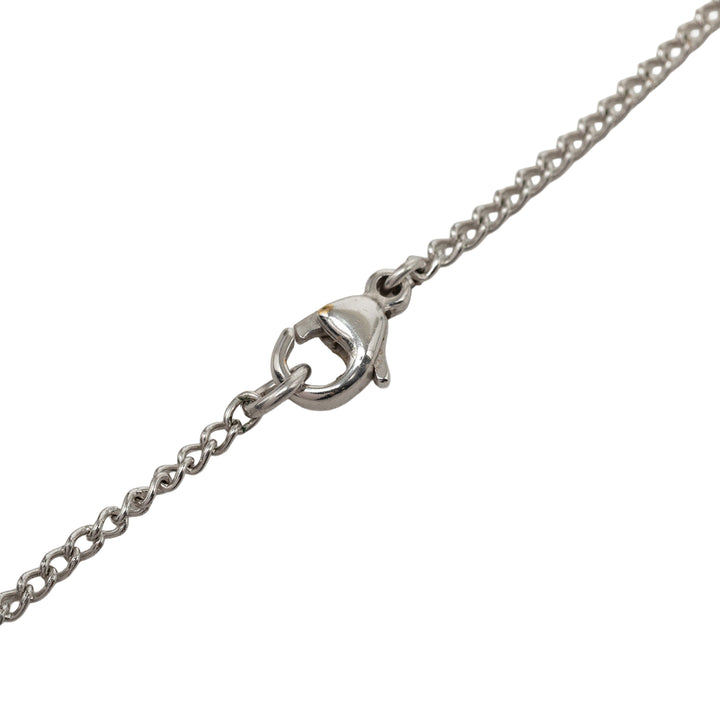 CC Brass et Strass Heart Pendant Collier Mini Argenté