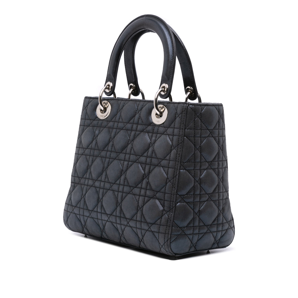 Dior Medium Iridescent Cuir d’agneau Cannage Lady Dior Noir – GABY PARIS Authentique