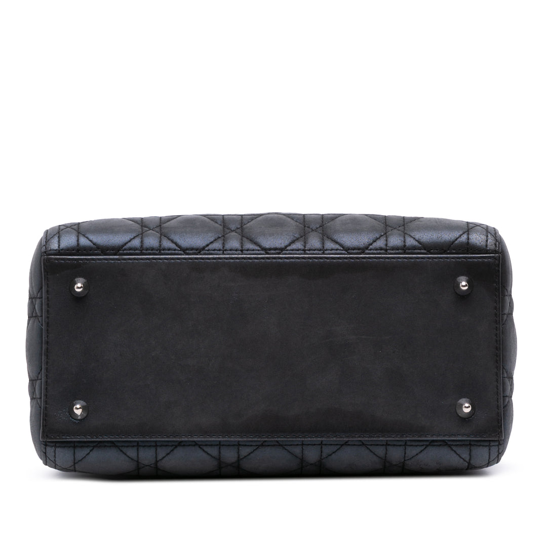 Dior Medium Iridescent Cuir d’agneau Cannage Lady Dior Noir – GABY PARIS Authentique