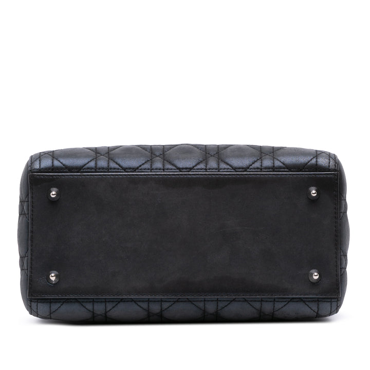 Dior Medium Iridescent Cuir d’agneau Cannage Lady Dior Noir – GABY PARIS Authentique