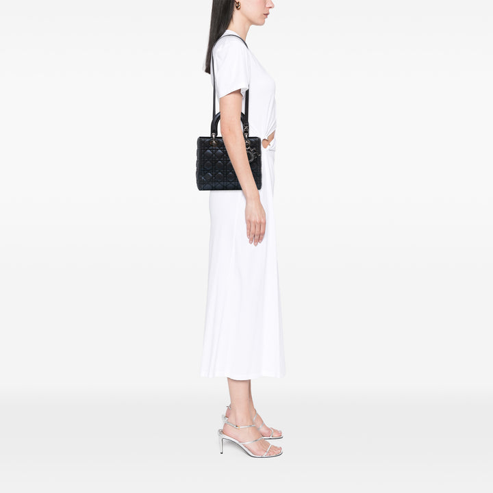 Dior Medium Iridescent Cuir d’agneau Cannage Lady Dior Noir – GABY PARIS Authentique