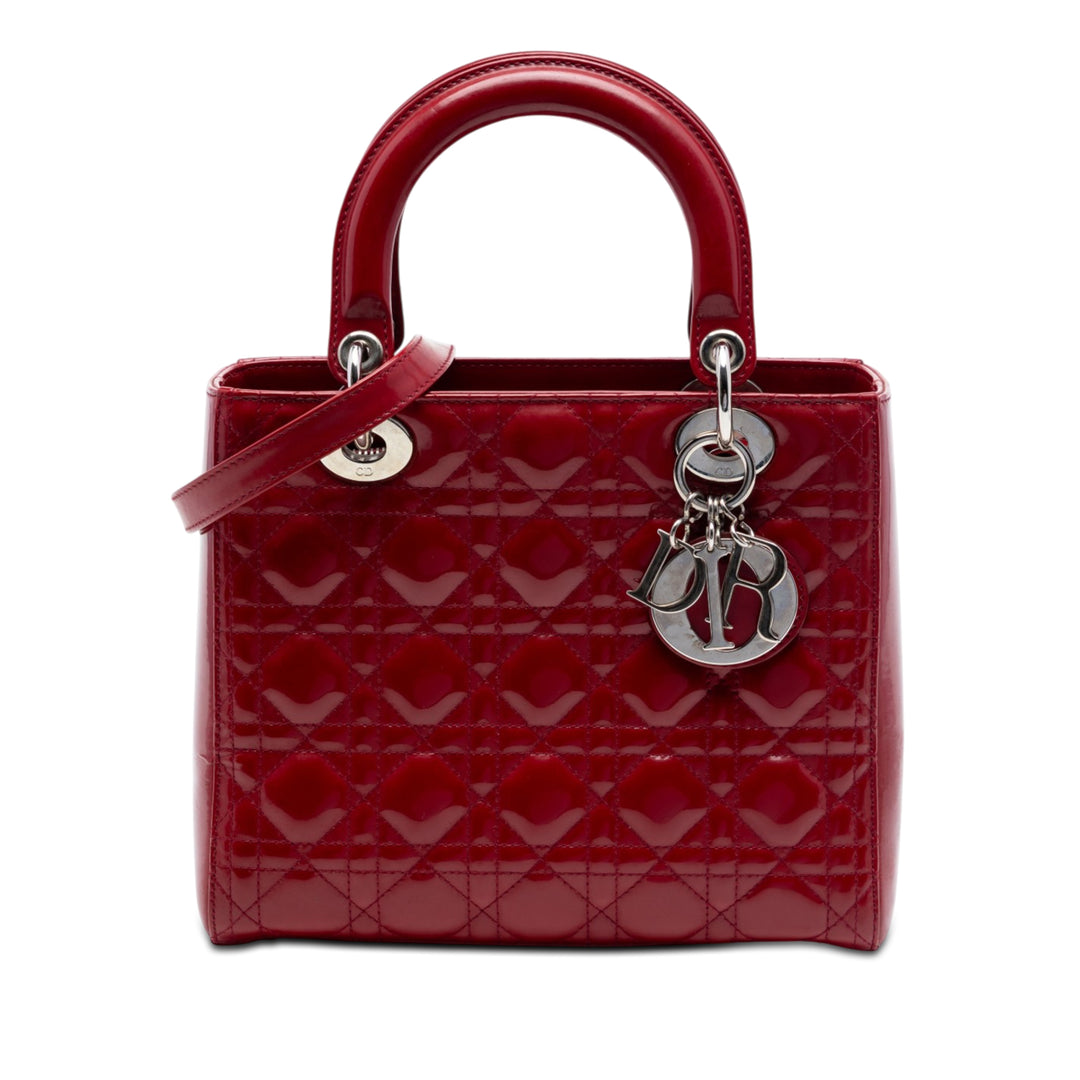 Dior Medium Cuir verni Cannage Lady Dior