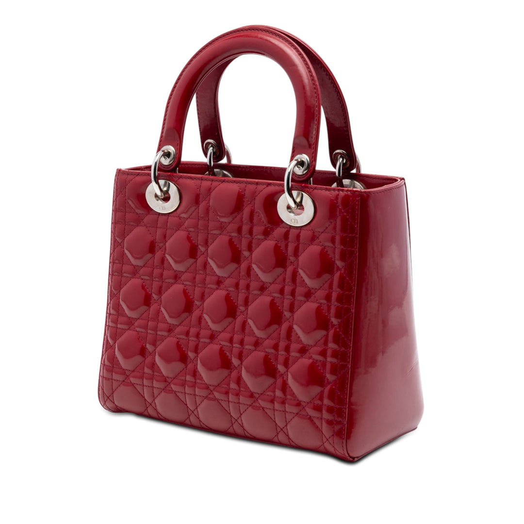 Dior Medium Cuir verni Cannage Lady Dior