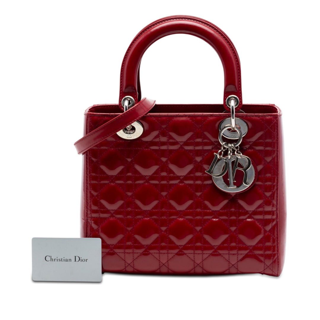 Dior Medium Cuir verni Cannage Lady Dior