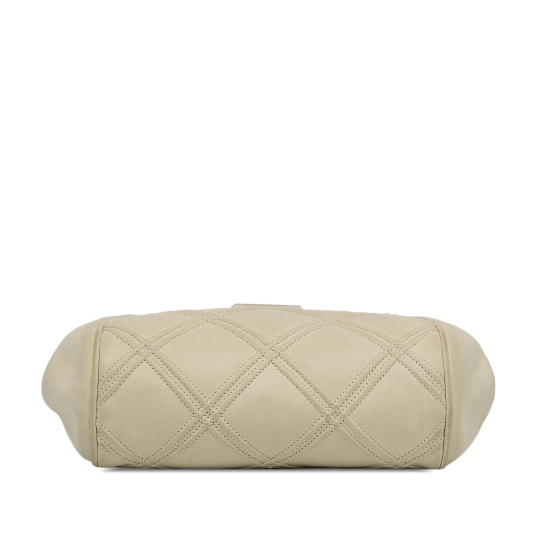 Calfskin Kiss Lock Frame Bag White - Gaby Paris