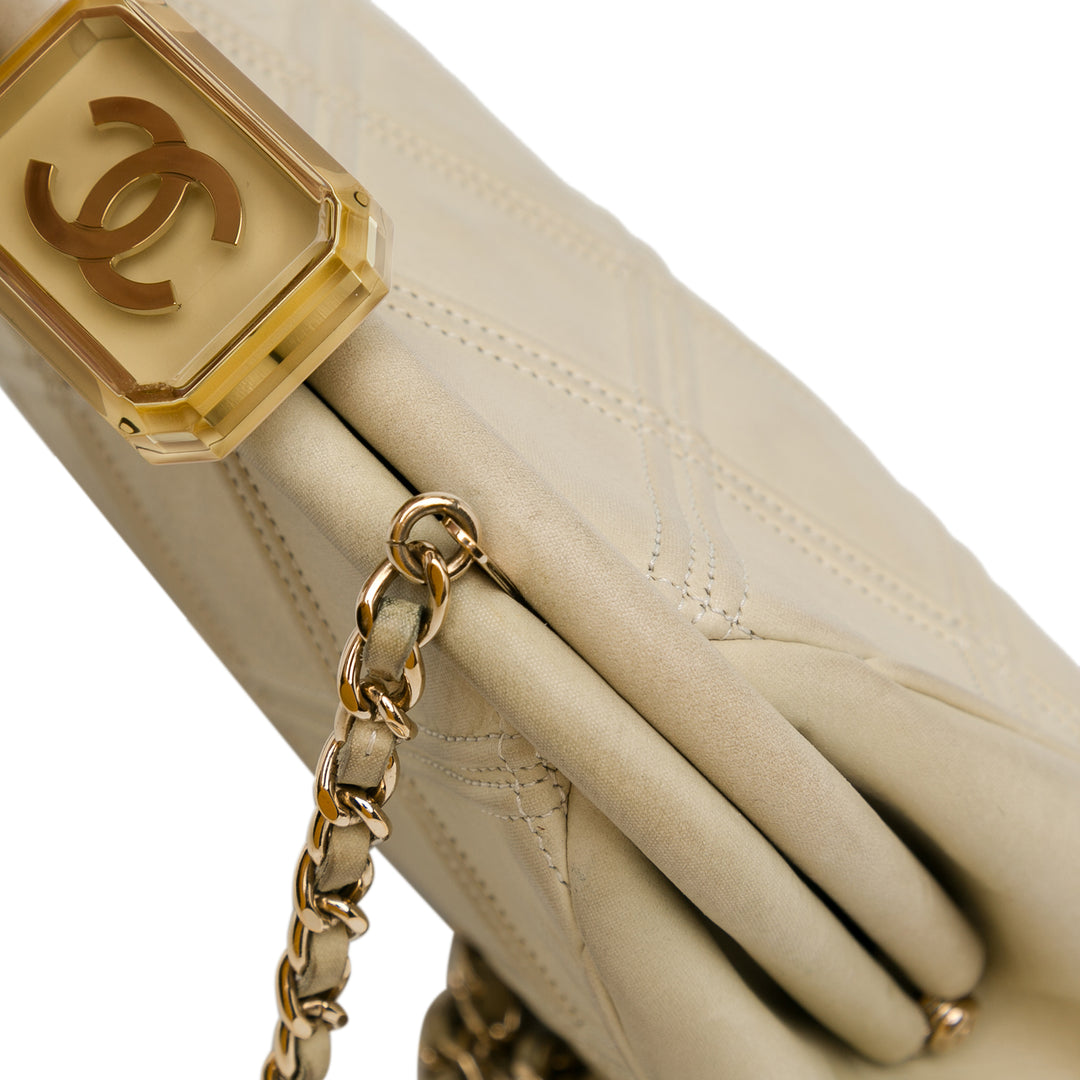 Chanel Cuir de veau Kiss Lock Frame Bag Blanc