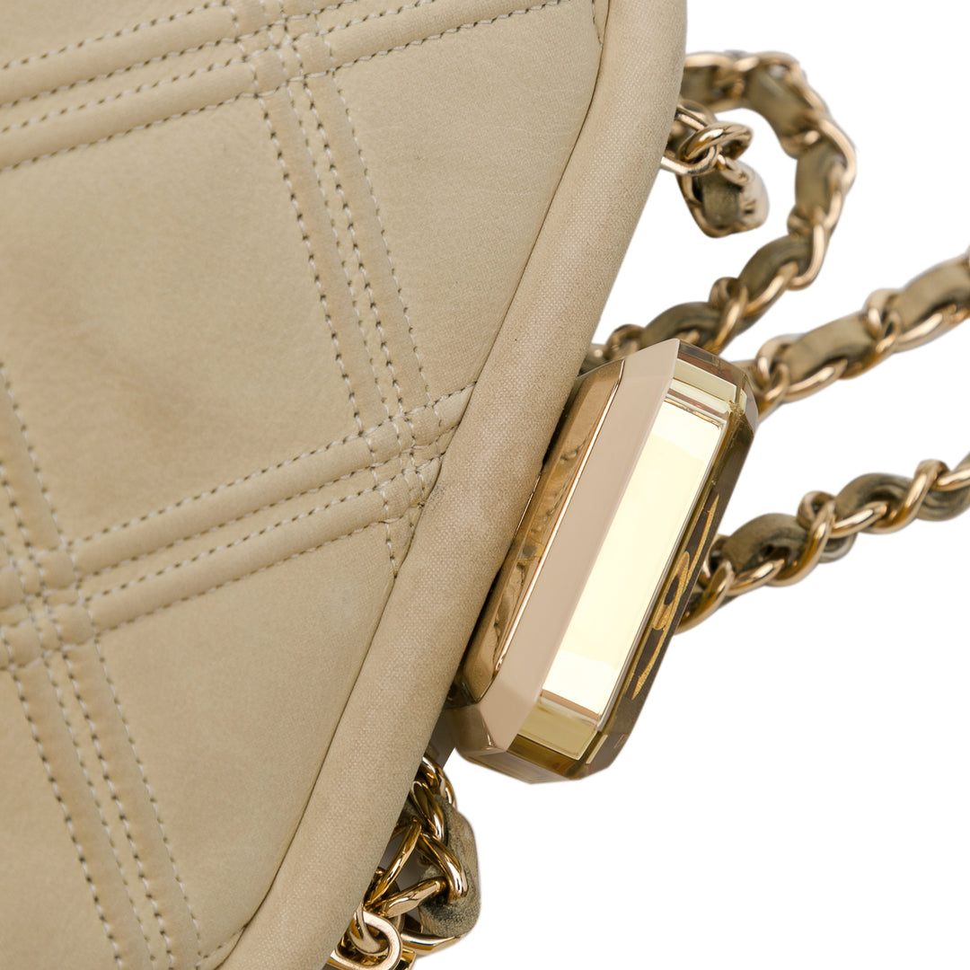 Calfskin Kiss Lock Frame Bag White - Gaby Paris