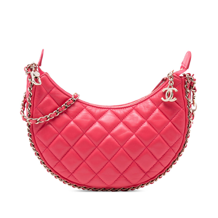 Chanel Small Matelassé Cuir d’agneau Chain Around Hook Hobo Bag