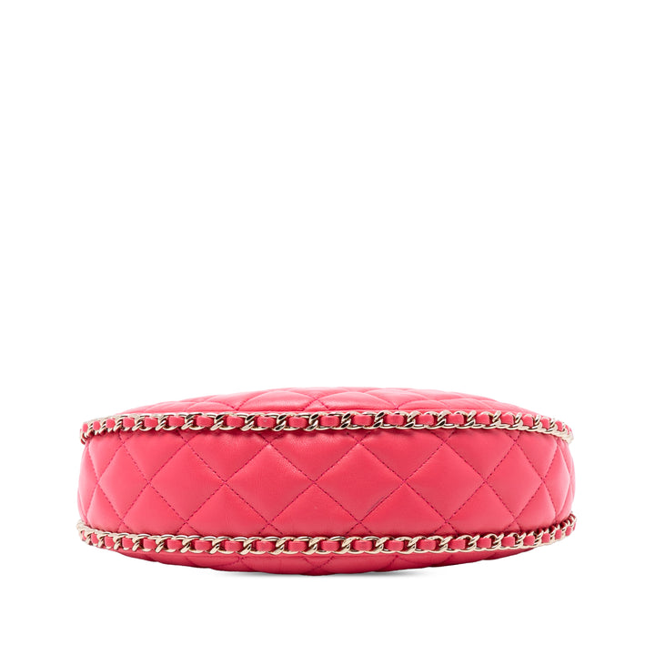 Chanel Small Matelassé Cuir d’agneau Chain Around Hook Hobo Bag