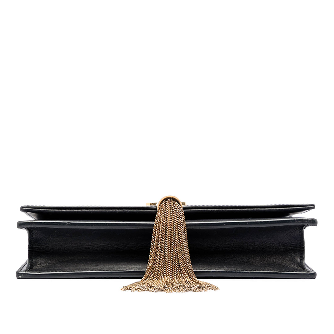 Saint Laurent Smooth Cuir de veau Monogram Kate Pompon Chain Portefeuille