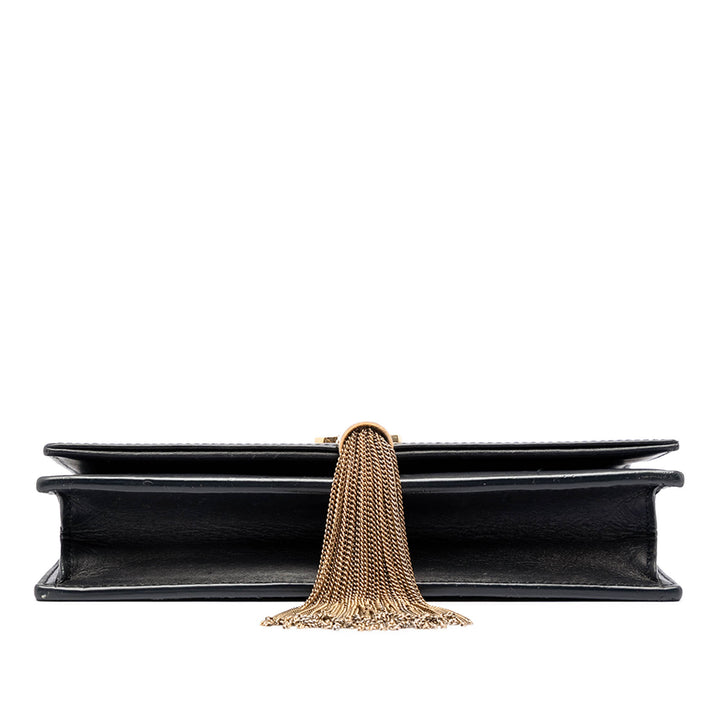 Saint Laurent Smooth Cuir de veau Monogram Kate Pompon Chain Portefeuille