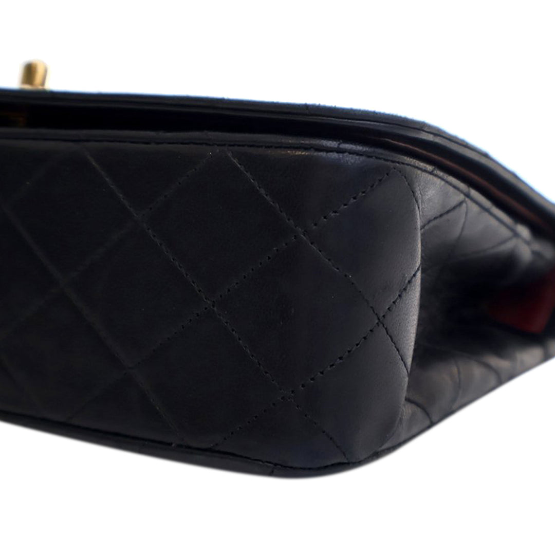 Small CC Quilted Lambskin Full Single Flap Black - Gaby Paris