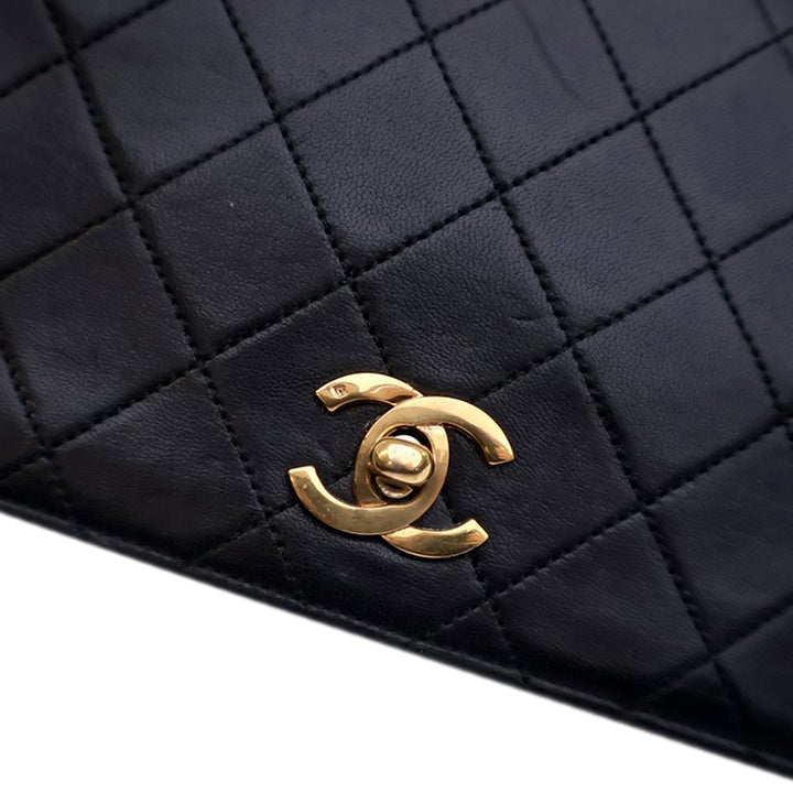 Small CC Quilted Lambskin Full Single Flap Black - Gaby Paris