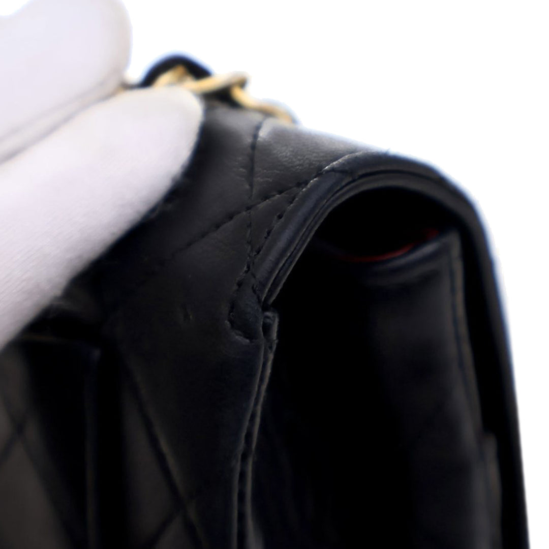 Small CC Quilted Lambskin Full Single Flap Black - Gaby Paris