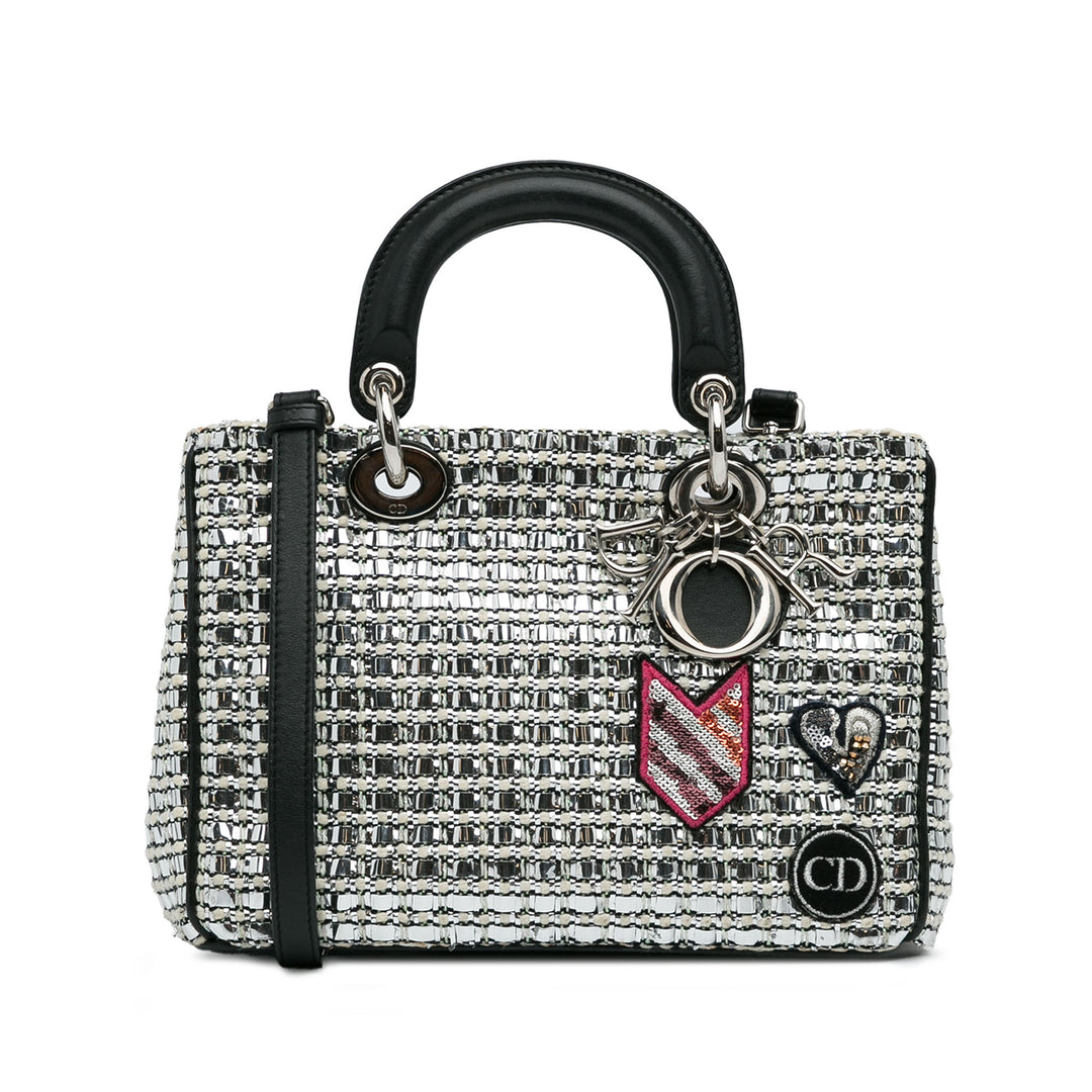 Dior Small Tweed Patch Diorissimo Tote Silver - GABY PARIS