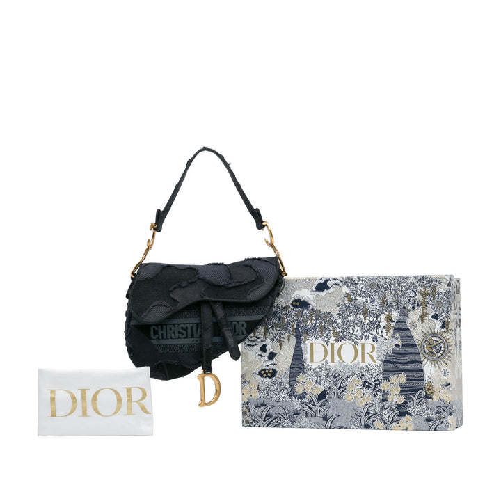 Embroidered Camouflage Saddle Bag Blue - Gaby Paris